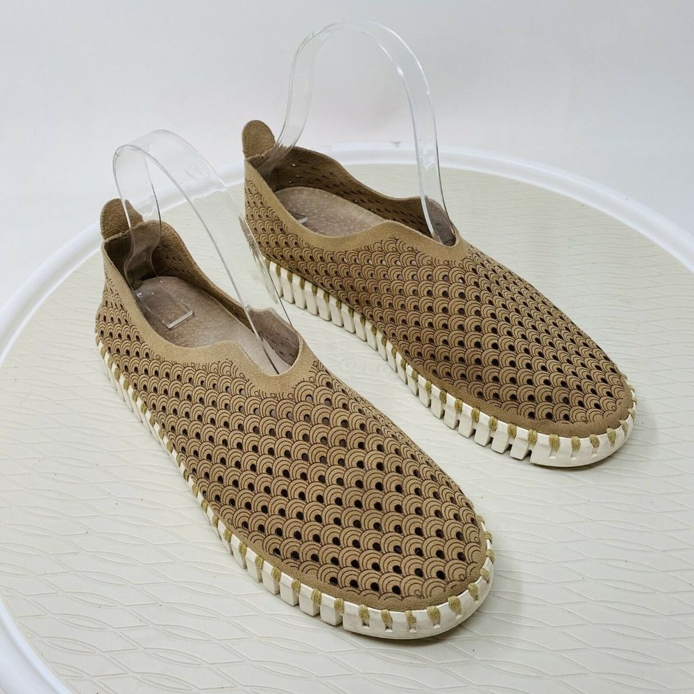 Ilse Jacobsen Tulip Flats 38 7.5 8 Perforated Slip On Shoes Beige Tan Nude